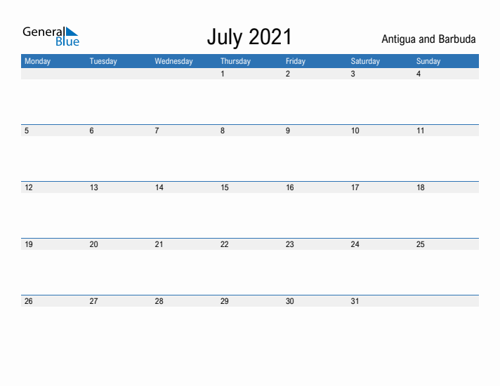 Fillable July 2021 Calendar