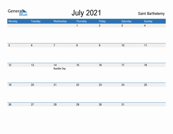 Fillable July 2021 Calendar