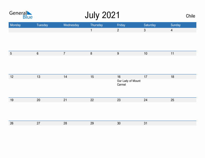 Fillable July 2021 Calendar