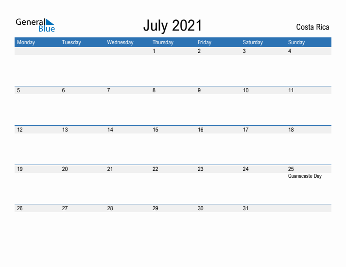 Fillable July 2021 Calendar