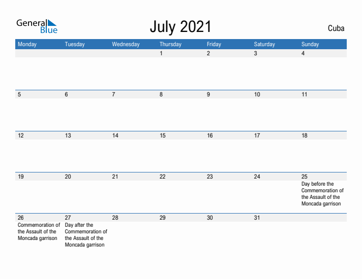 Fillable July 2021 Calendar