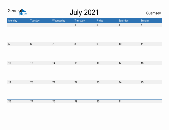 Fillable July 2021 Calendar