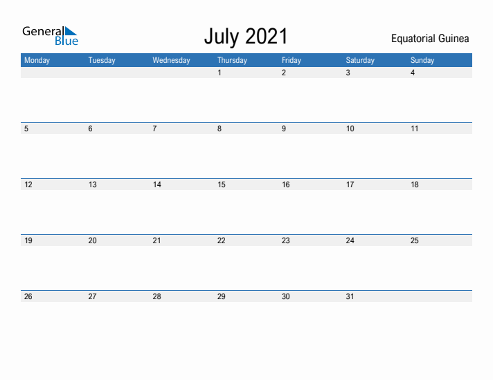 Fillable July 2021 Calendar