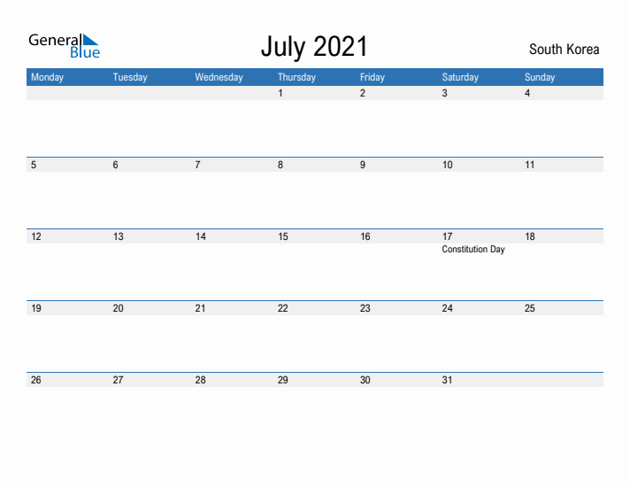 Fillable July 2021 Calendar