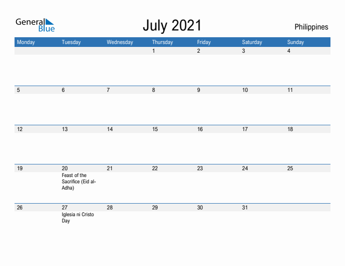 Fillable July 2021 Calendar