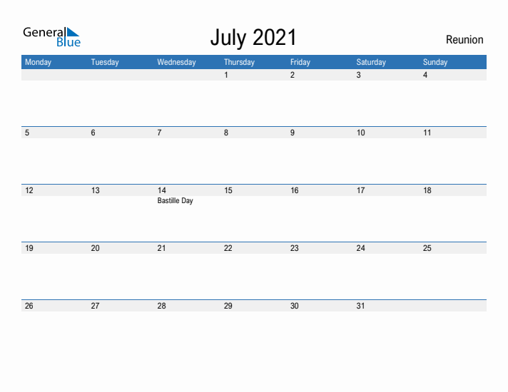 Fillable July 2021 Calendar