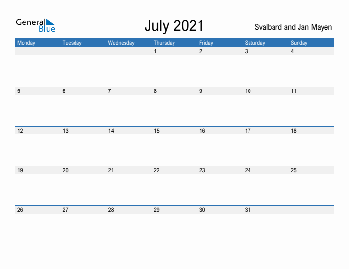 Fillable July 2021 Calendar