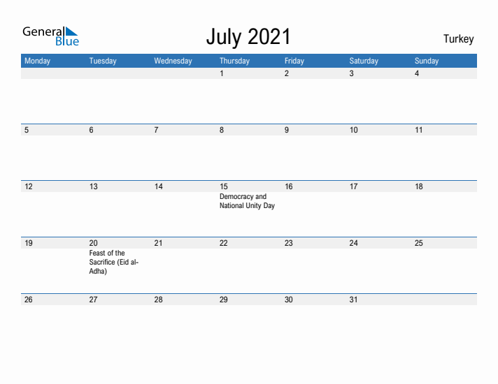 Fillable July 2021 Calendar