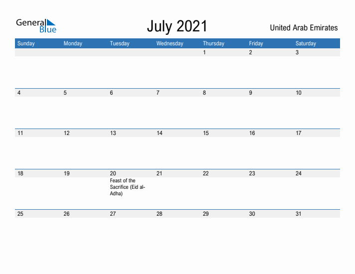 Fillable July 2021 Calendar