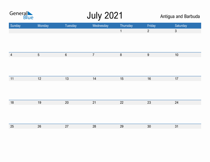 Fillable July 2021 Calendar