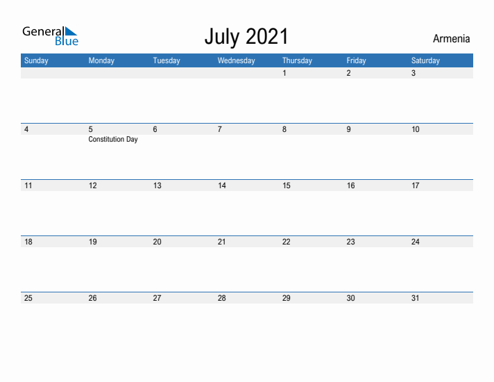 Fillable July 2021 Calendar