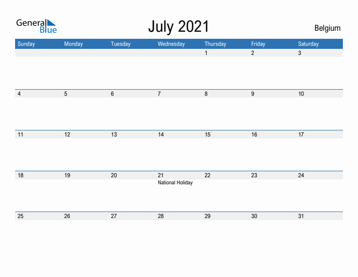 Fillable July 2021 Calendar