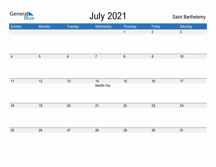 Fillable July 2021 Calendar