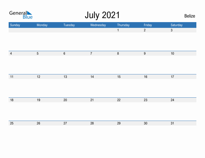 Fillable July 2021 Calendar