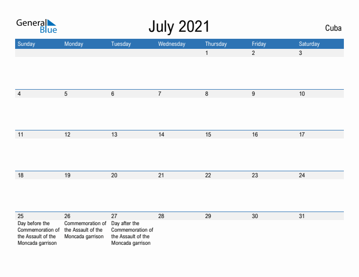 Fillable July 2021 Calendar