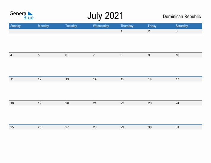 Fillable July 2021 Calendar