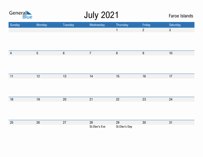 Fillable July 2021 Calendar