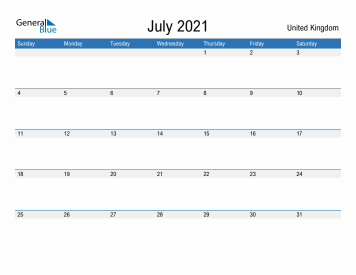 Fillable July 2021 Calendar