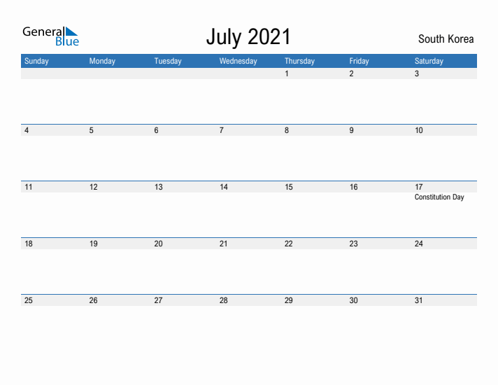 Fillable July 2021 Calendar