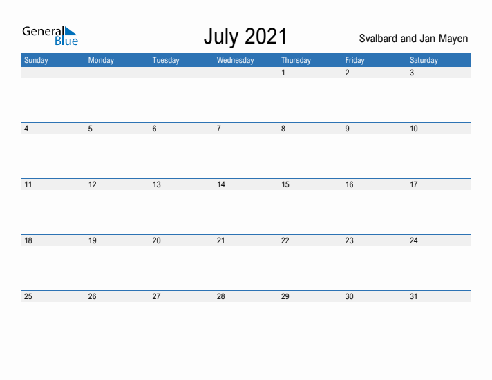 Fillable July 2021 Calendar