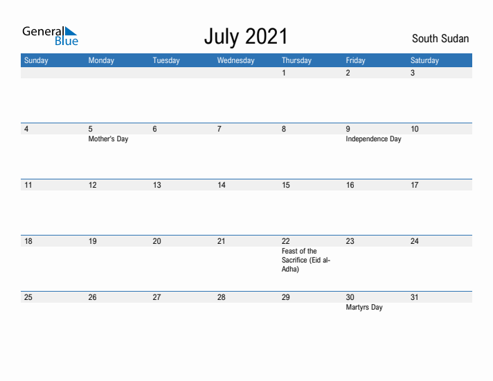 Fillable July 2021 Calendar