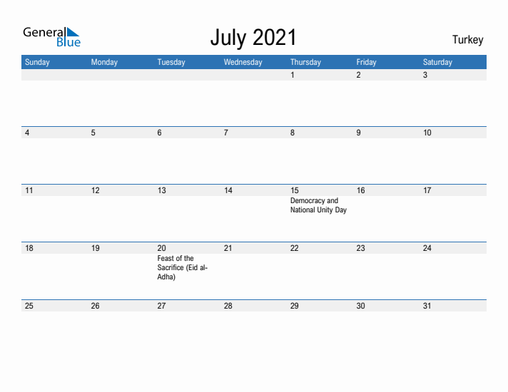 Fillable July 2021 Calendar