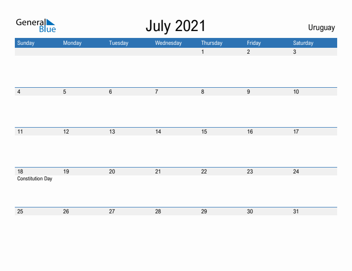 Fillable July 2021 Calendar