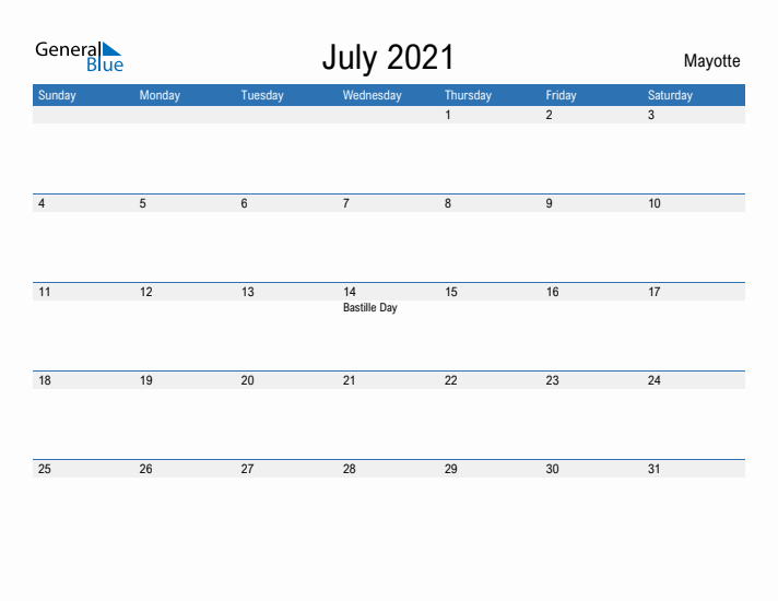 Fillable July 2021 Calendar