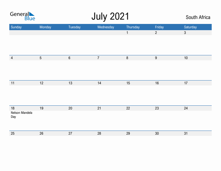 Fillable July 2021 Calendar