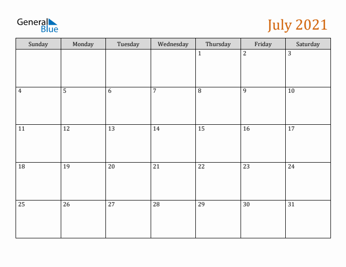 Editable July 2021 Calendar