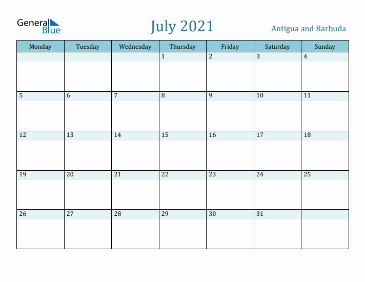 July 2021 Calendar with Holidays