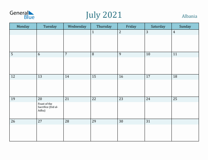 July 2021 Calendar with Holidays