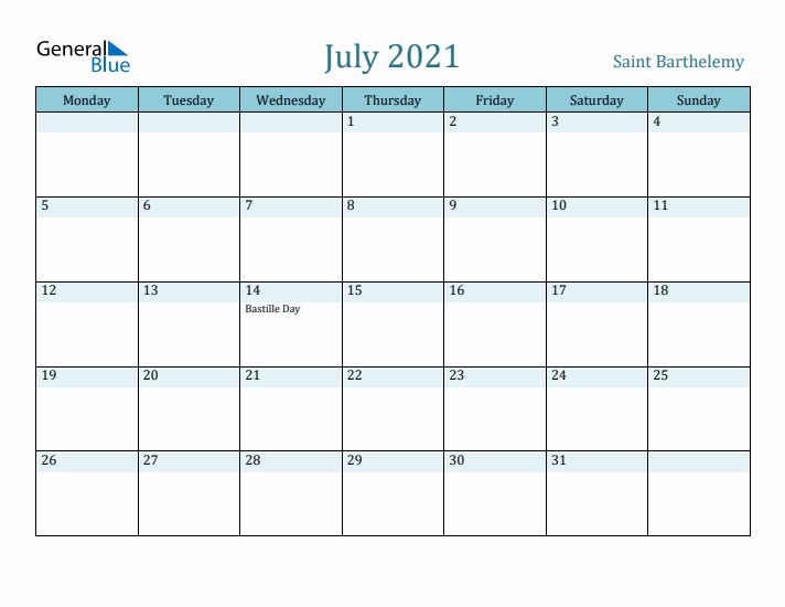 July 2021 Calendar with Holidays