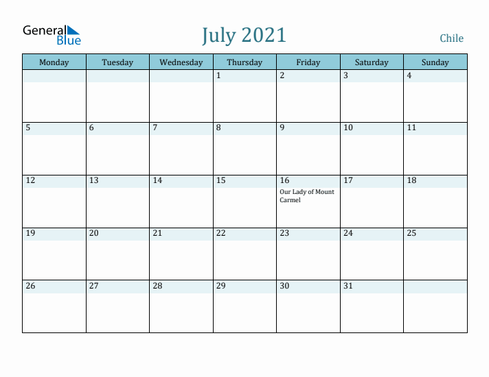 July 2021 Calendar with Holidays