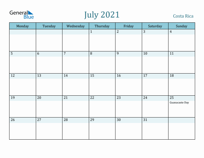 July 2021 Calendar with Holidays