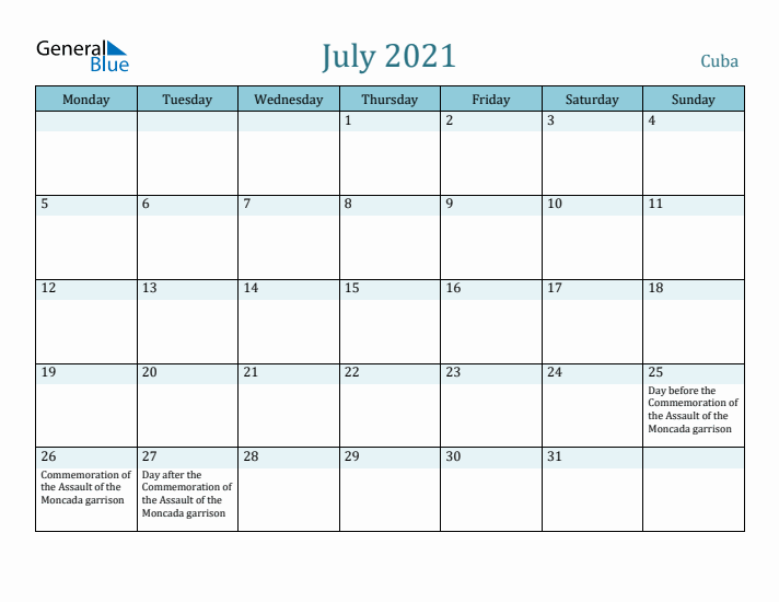 July 2021 Calendar with Holidays