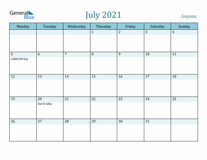 July 2021 Calendar with Holidays