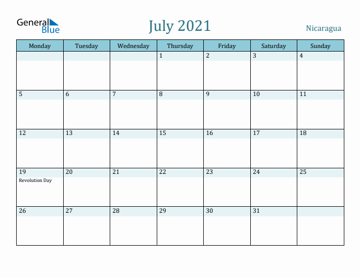 July 2021 Calendar with Holidays