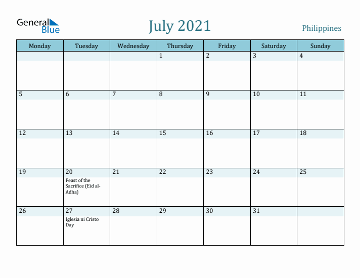 July 2021 Calendar with Holidays