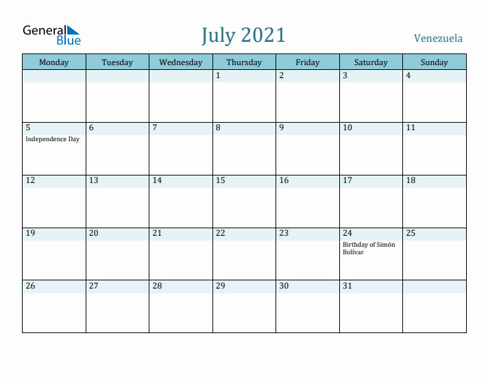 July 2021 Calendar with Holidays