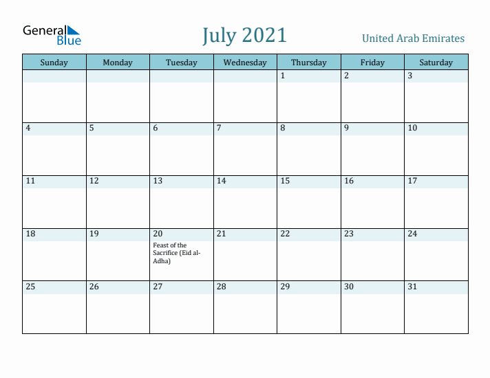 July 2021 Calendar with Holidays