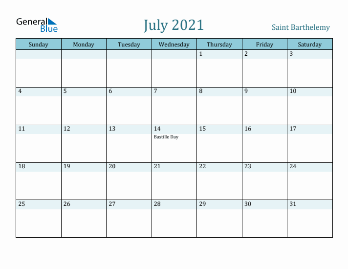 July 2021 Calendar with Holidays