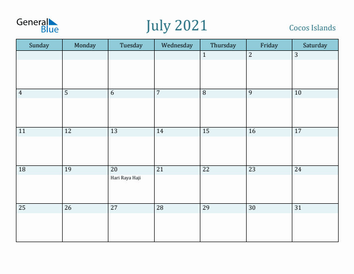 July 2021 Calendar with Holidays