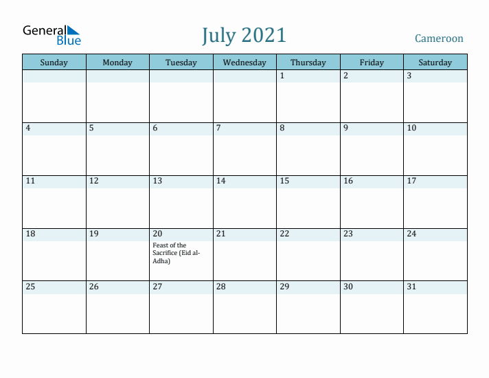 July 2021 Calendar with Holidays