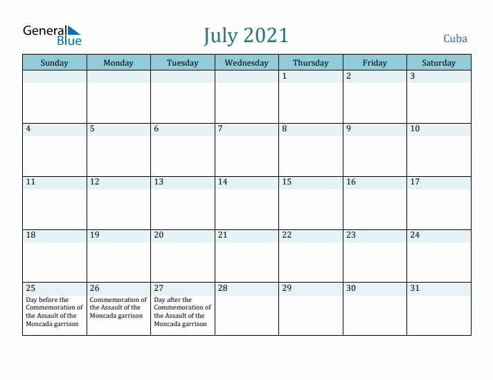 July 2021 Calendar with Holidays