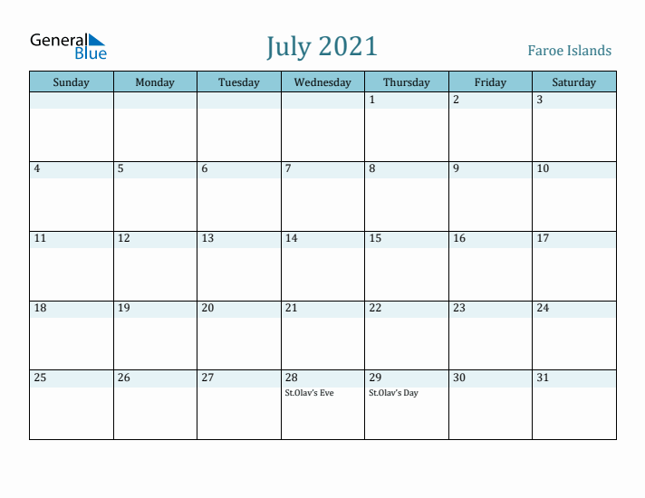 July 2021 Calendar with Holidays