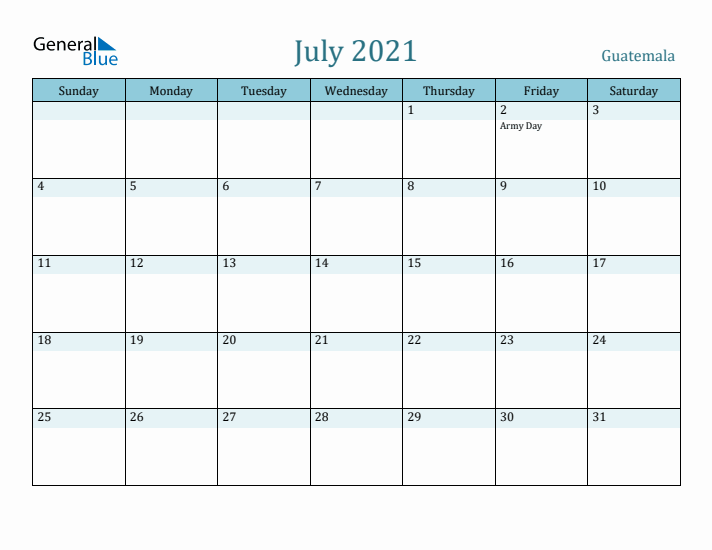 July 2021 Calendar with Holidays