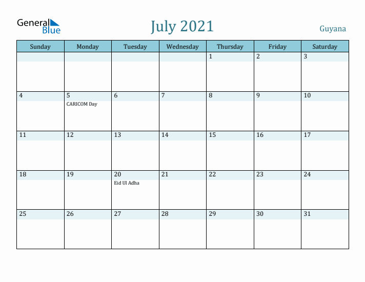 July 2021 Calendar with Holidays