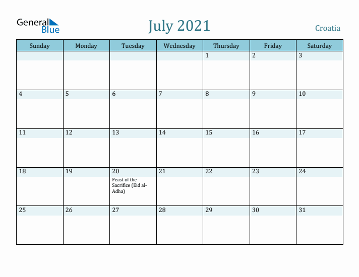 July 2021 Calendar with Holidays