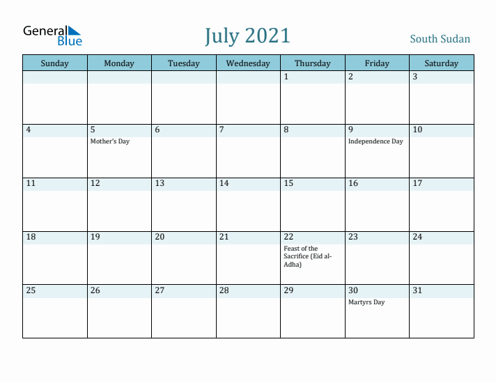 July 2021 Calendar with Holidays